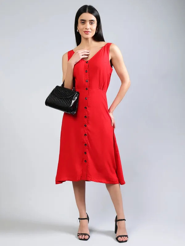 Red_Cotton_A-Line_Midi_Dress_For_Women
