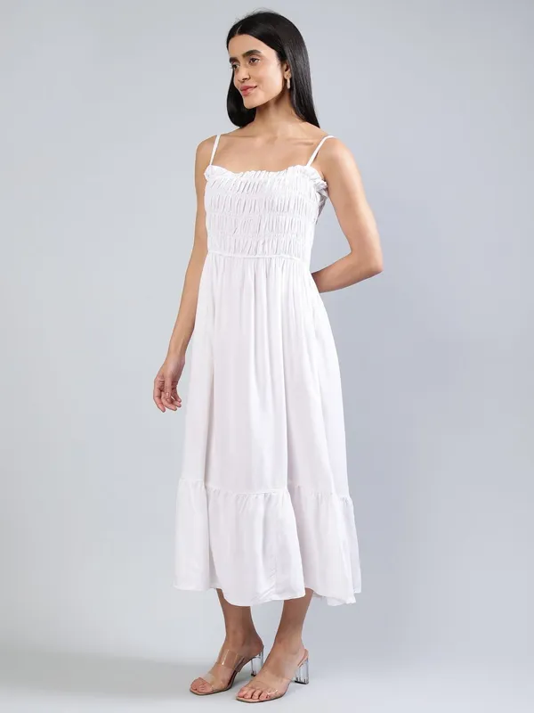 White_Cotton_Fit_&_Flare_Midi_Dress_For_Women