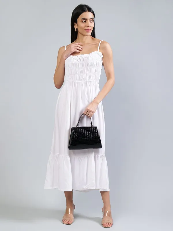 White_Cotton_Fit_&_Flare_Midi_Dress_For_Women