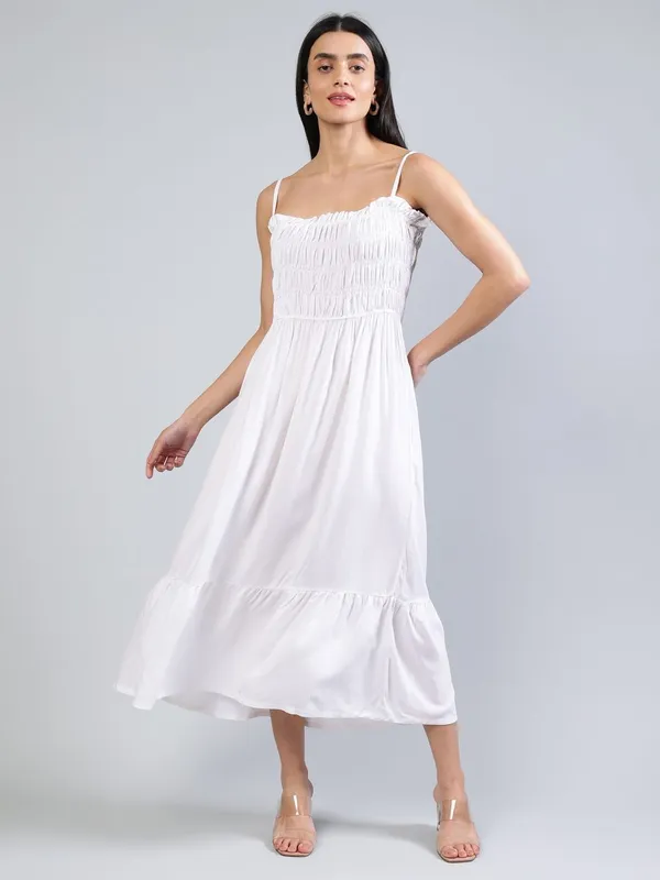 White_Cotton_Fit_&_Flare_Midi_Dress_For_Women