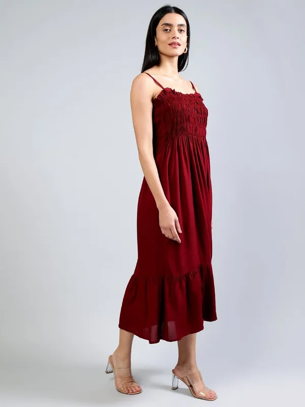 Maroon_Cotton_Fit_&_Flare_Midi_Dress_For_Women