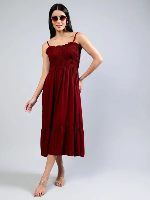 Maroon_Cotton_Fit_&_Flare_Midi_Dress_For_Women