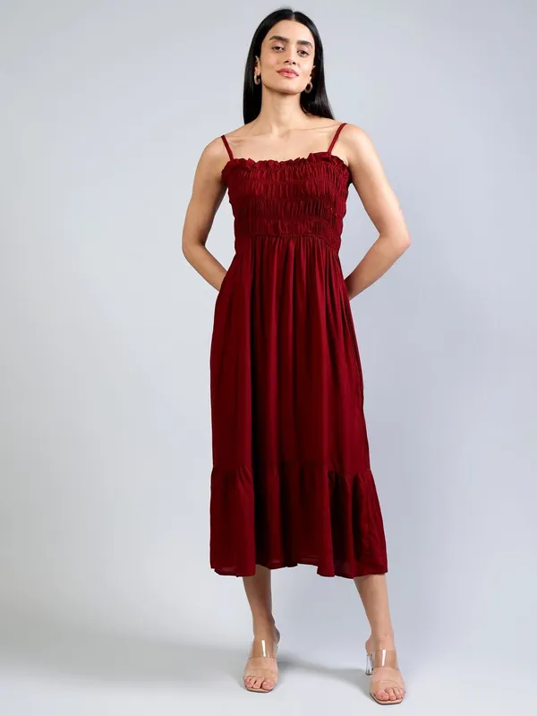 Maroon_Cotton_Fit_&_Flare_Midi_Dress_For_Women