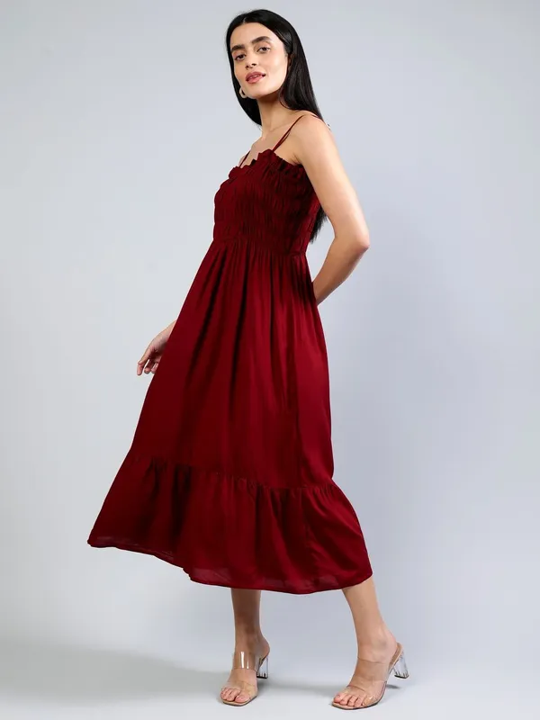 Maroon_Cotton_Fit_&_Flare_Midi_Dress_For_Women