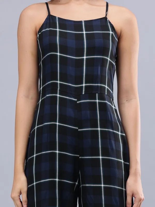 Black_Cotton_Women_Shoulder_Straps_Checked_Cotton_Basic_Jumpsuit_For_Women