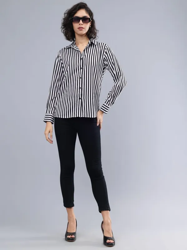 Black_Cotton_Women_Classic_Slim_Fit_Opaque_Striped_Casual_Shirt_For_Women