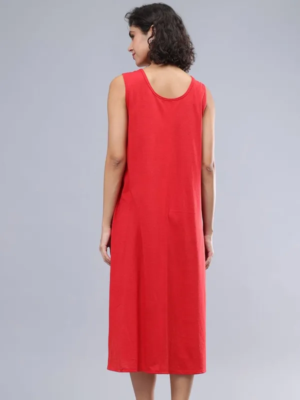 Red_Cotton_Cotton_Round_Neck_Midi_Dress_For_Women