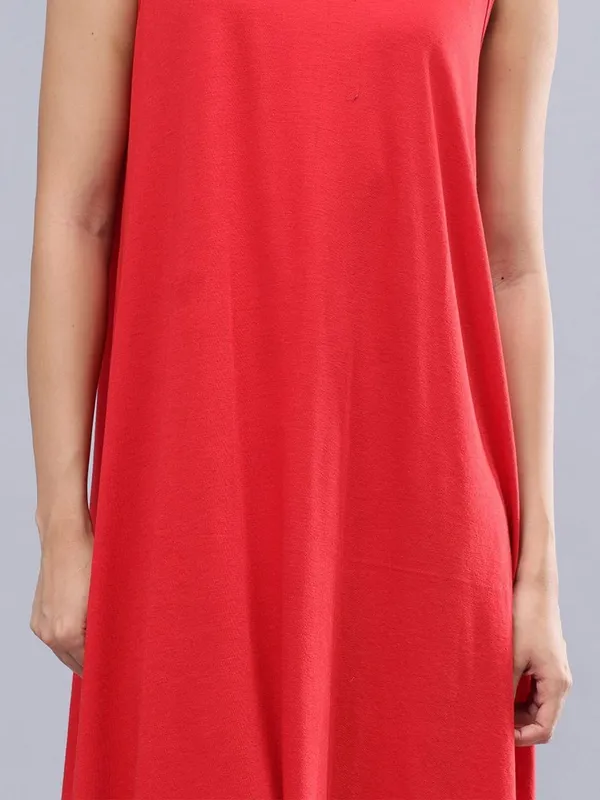 Red_Cotton_Cotton_Round_Neck_Midi_Dress_For_Women