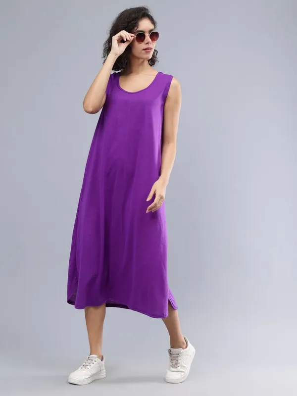 Purple_Cotton_Women_Cotton_Round_Neck_Midi_Shift_Dress_For_Women