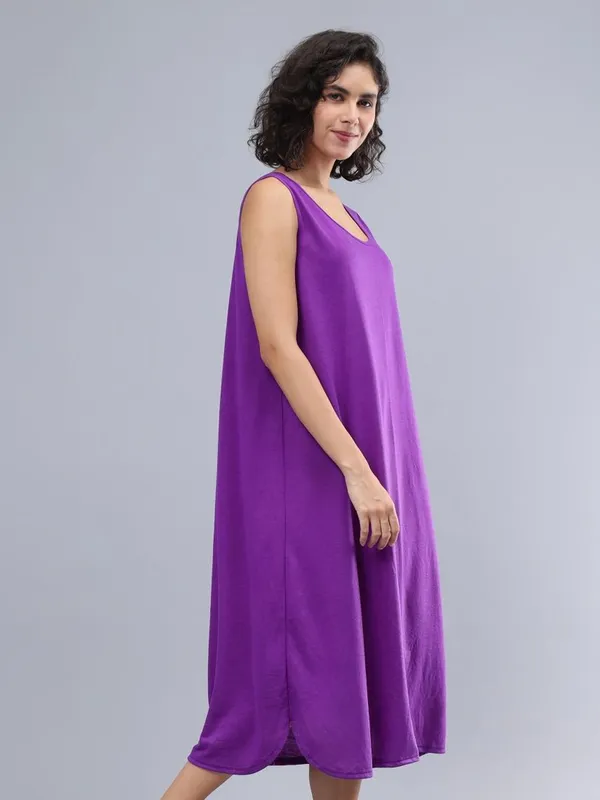 Purple_Cotton_Women_Cotton_Round_Neck_Midi_Shift_Dress_For_Women