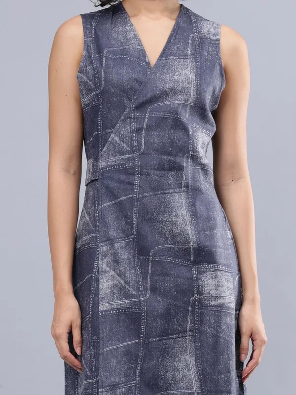Blue_Cotton_Women_V-Neck_Sleeveless_Cotton_Wrap_Dress_For_Women