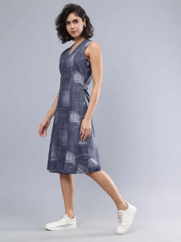 Blue_Cotton_Women_V-Neck_Sleeveless_Cotton_Wrap_Dress_For_Women
