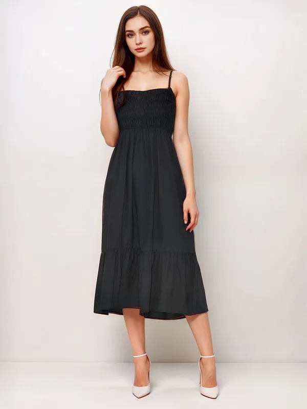 Black_Cotton_Women_Shoulder_Straps_Fit_&_Flare_Midi_Dress_For_Women
