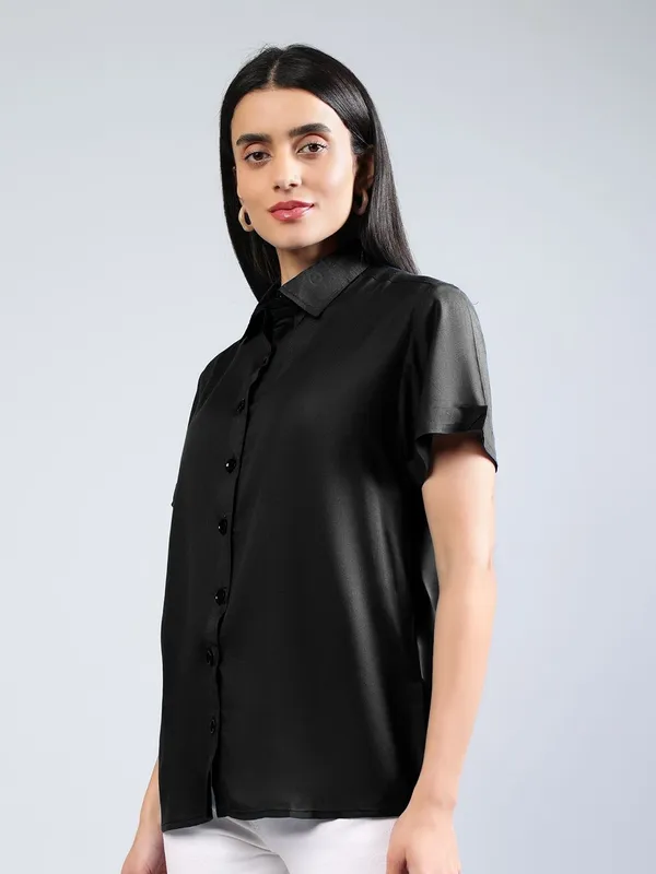 Black_Cotton_Women_Classic_Slim_Fit_Casual_Shirt_For_Women