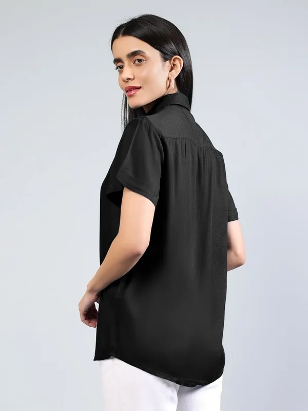 Black_Cotton_Women_Classic_Slim_Fit_Casual_Shirt_For_Women