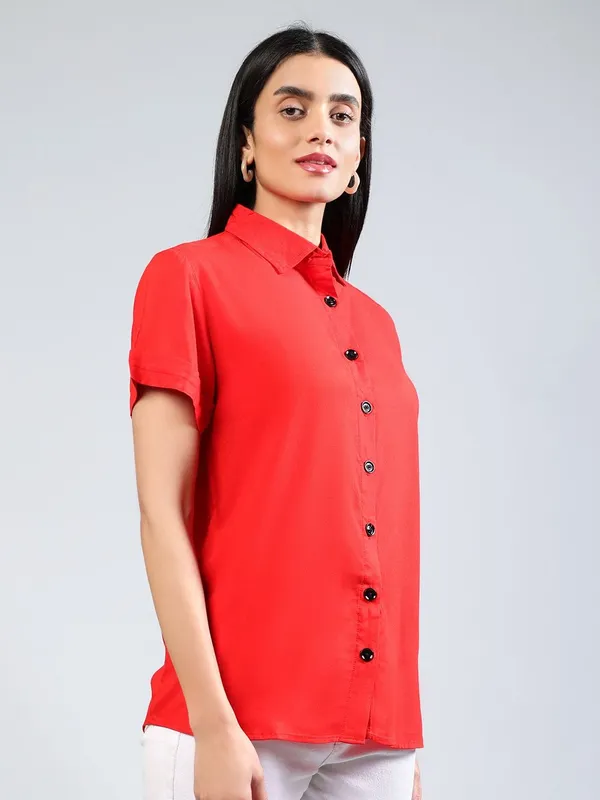 Red_Cotton_Women_Classic_Slim_Fit_Casual_Shirt_For_Women
