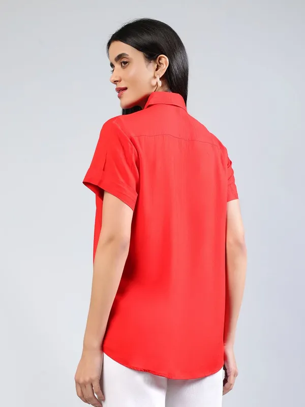 Red_Cotton_Women_Classic_Slim_Fit_Casual_Shirt_For_Women