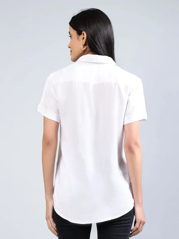 White_Cotton_Women_Classic_Slim_Fit_Casual_Shirt_For_Women