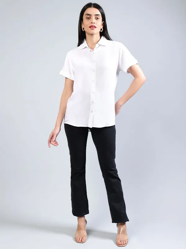 White_Cotton_Women_Classic_Slim_Fit_Casual_Shirt_For_Women
