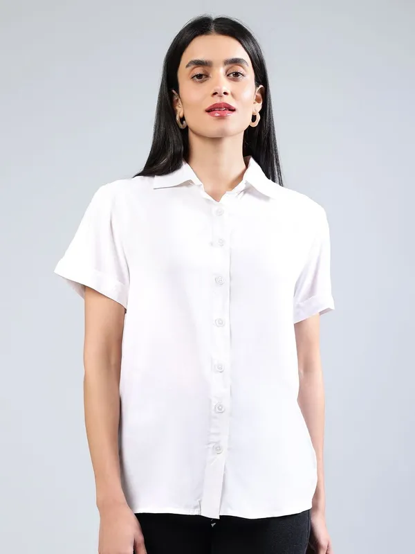 White_Cotton_Women_Classic_Slim_Fit_Casual_Shirt_For_Women