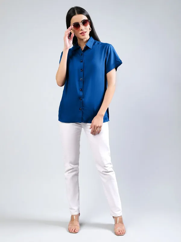 Teal_Cotton_Women_Classic_Slim_Fit_Casual_Shirt_For_Women