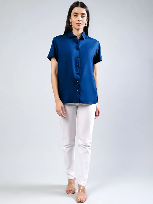 Teal_Cotton_Women_Classic_Slim_Fit_Casual_Shirt_For_Women