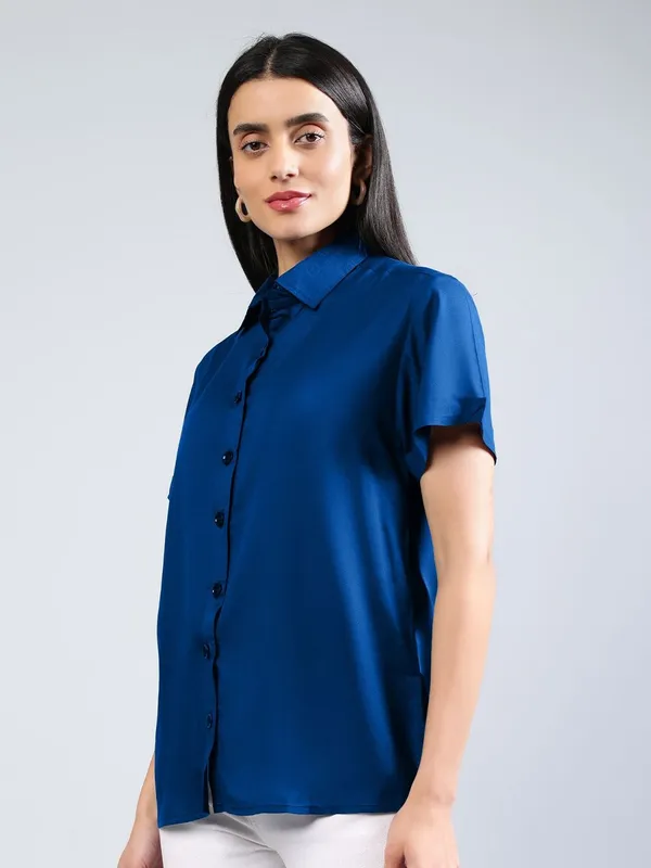 Teal_Cotton_Women_Classic_Slim_Fit_Casual_Shirt_For_Women