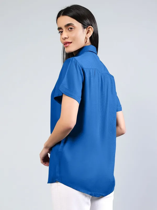 Teal_Cotton_Women_Classic_Slim_Fit_Casual_Shirt_For_Women