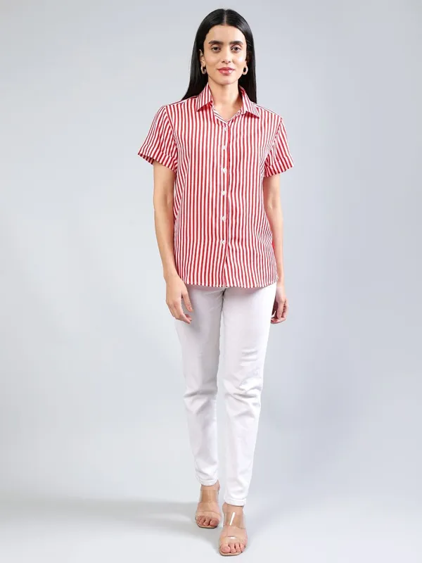 Pink_Cotton_Women_Classic_Slim_Fit_Multi_Stripes_Striped_Casual_Shirt_For_Women