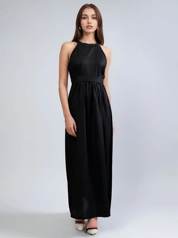 Black_Cotton_Women_Halter_Neck_A-Line_Maxi_Dress_For_Women