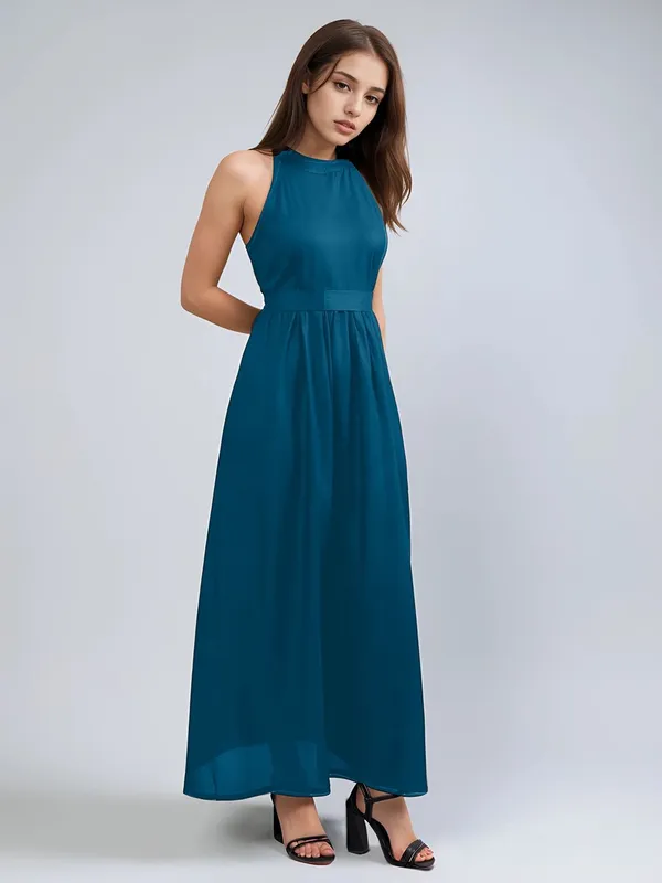 Teal_Cotton_Women_Round_Neck_Fit_And_Flare_Tie-Ups_Detail_Maxi_Dress_For_Women