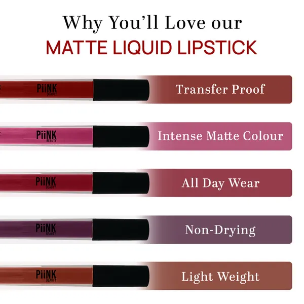 PiiNK_Beauty_Stay_Put_Liquid_Lipstick_|_Long_Lasting,_Light_Weight,_Non_Transfer,_Water_&_Smudge_Proof,_Highly_Pigmented_|_LL-04_Red_4.0_ml
