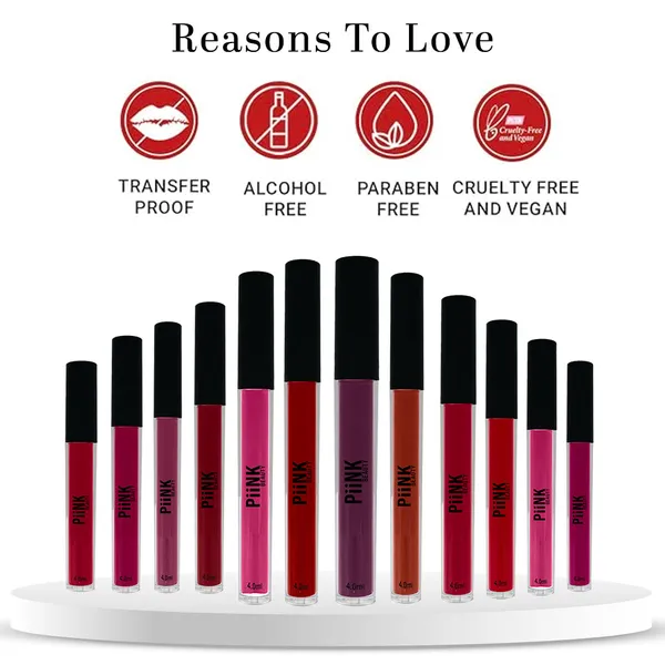 PiiNK_Beauty_Stay_Put_Liquid_Lipstick_|_Long_Lasting,_Light_Weight,_Non_Transfer,_Water_&_Smudge_Proof,_Highly_Pigmented_|_LL-04_Red_4.0_ml