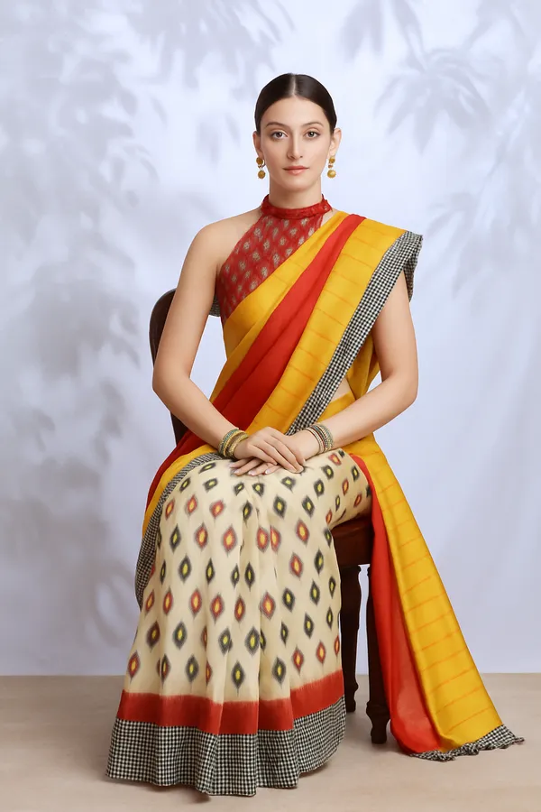 Manika_cream_Multicolour_Premium_Bhagalpuri_Silk_Saree_For_Women