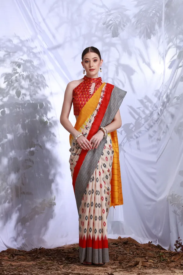 Manika_cream_Multicolour_Premium_Bhagalpuri_Silk_Saree_For_Women