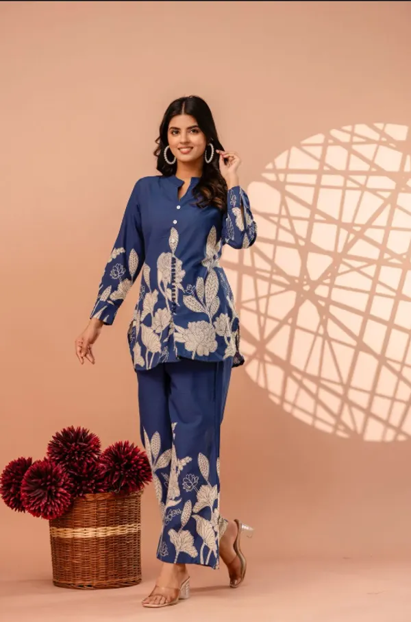 Navya_Blue_Premium_Rayon_Co-Ord_Set_For_Women