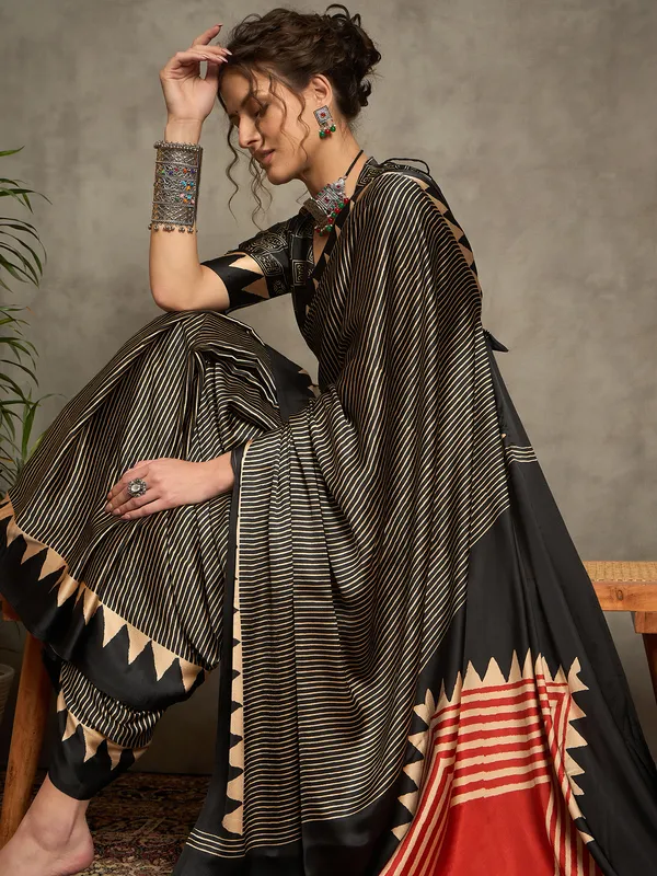 Innaya_Black_Premium_Gajji_Modal_Sartin_Saree_For_Women