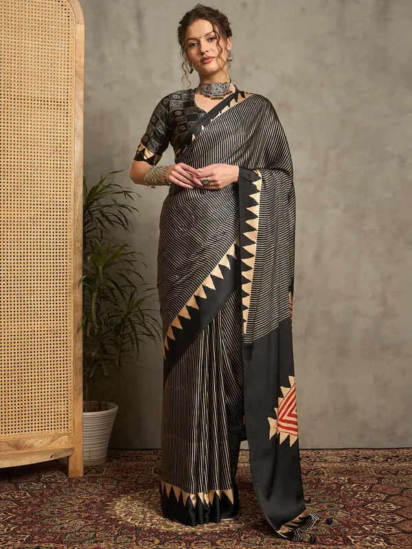 Innaya_Black_Premium_Gajji_Modal_Sartin_Saree_For_Women