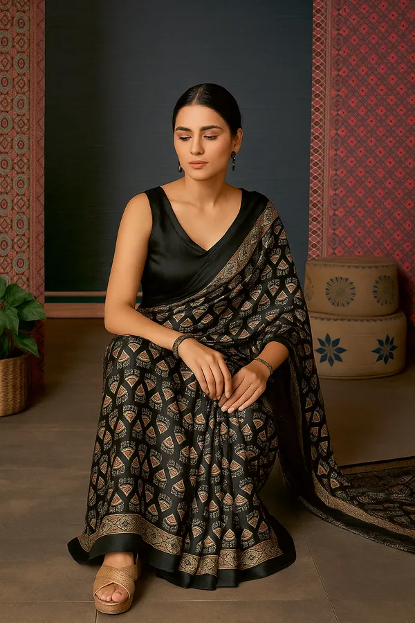 Hema_Black_Semi_Modal_Premium_Saree_For_Women