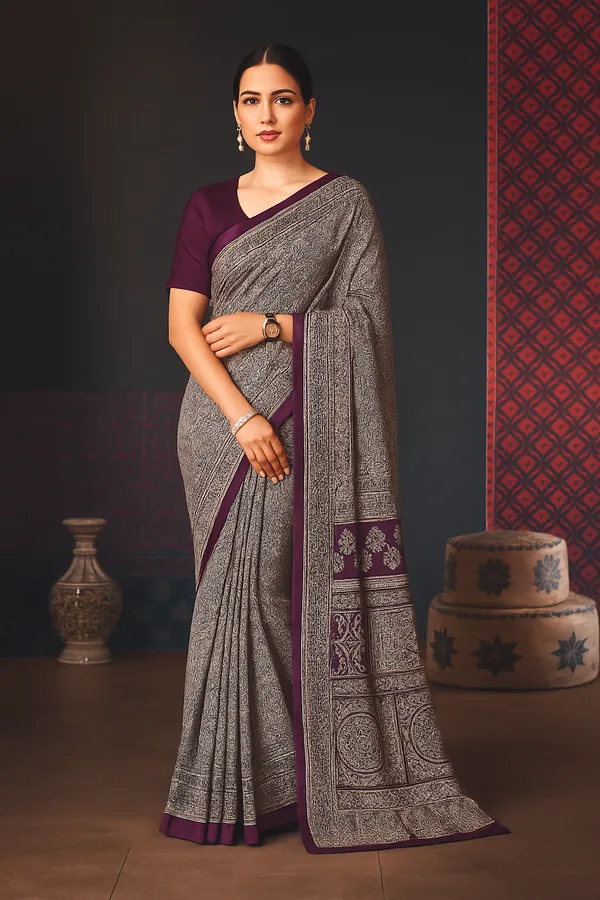 Hema_Wine_Semi_Modal_Premium_Saree_For_Women