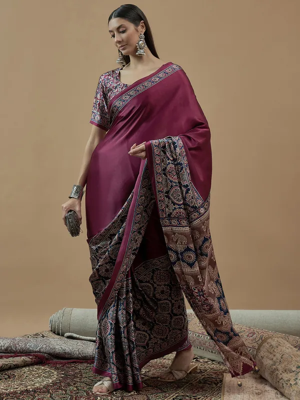 Mohar_Wine_Premium_Modal_Gajji_Sartin_Saree_For_Women