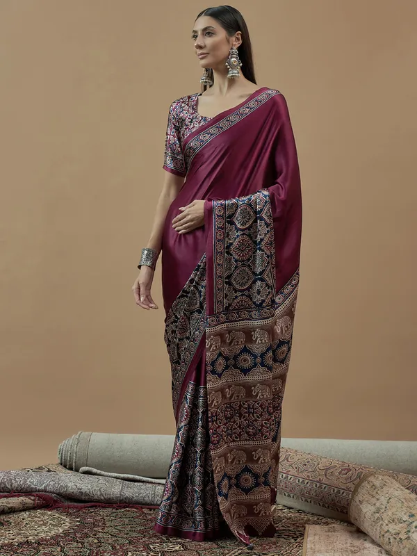 Mohar_Wine_Premium_Modal_Gajji_Sartin_Saree_For_Women