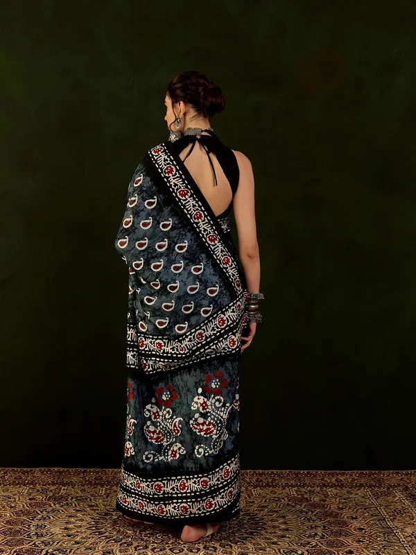 Manila_Blue_Multicolor_Premium_Bhagalpuri_Silk_Saree_For_Women