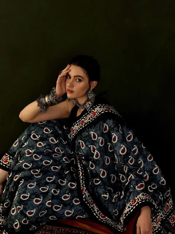 Manila_Blue_Multicolor_Premium_Bhagalpuri_Silk_Saree_For_Women