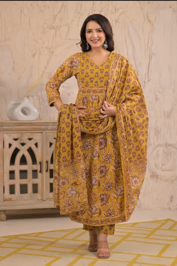 Gulnnar_Yellow_Premium_100%_Cotton_Suit_Set_For_Women