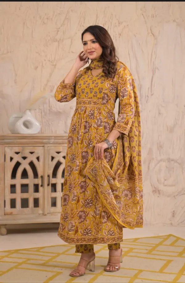 Gulnnar_Yellow_Premium_100%_Cotton_Suit_Set_For_Women