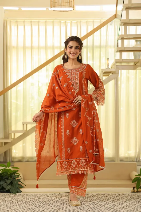 Kesar_Rust_Orange_Premium_Cotton_Blend_Suit_Set_For_Women