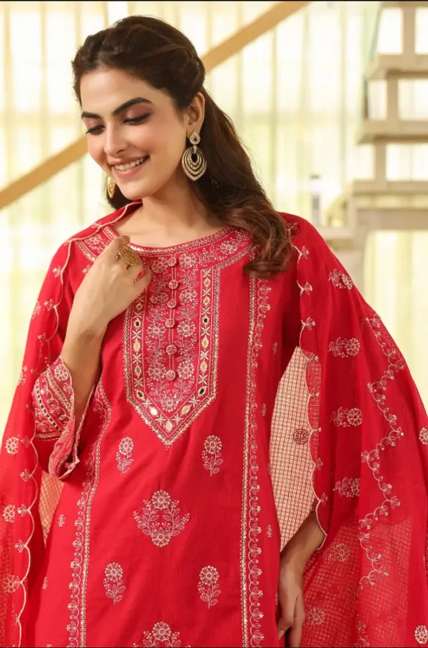 Kesar_Red_Premium_Cotton_Blend_Suit_Set_For_Women