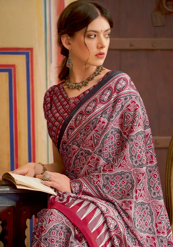 Mohar_Maroon_Premium_Modal_Gajji_Sartin_Saree_For_Women