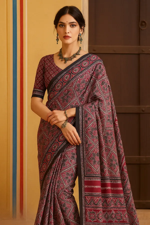 Mohar_Maroon_Premium_Modal_Gajji_Sartin_Saree_For_Women